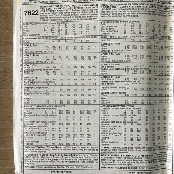 Maternity Sewing Pattern Bundle Vogue 9295 McCalls 6444 McCalls 7622 all Uncut - Picture 10 of 11